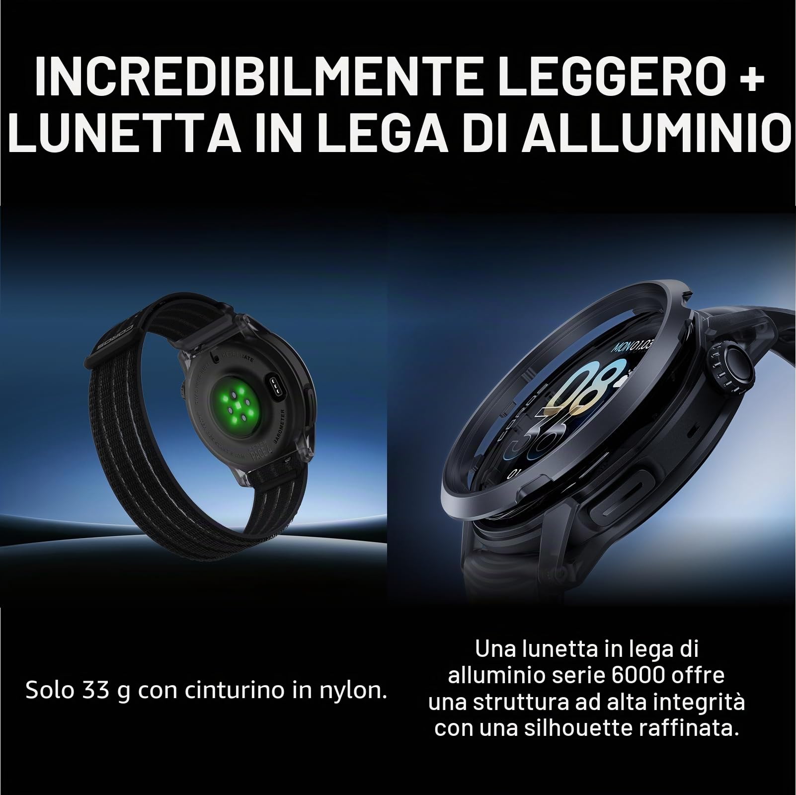 COROS PACE 4 Orologio GPS sportivo - Nero Cristallo, Alluminio