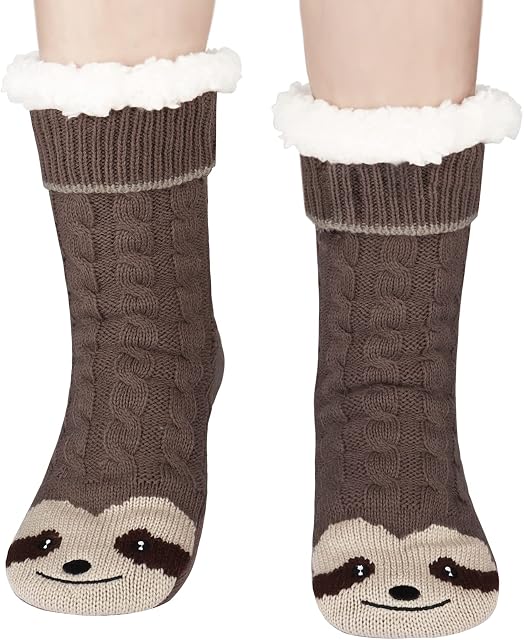 Jeasona Slipper Socks Women Non Slip Fluffy Socks Fleece Cute Warm Cosy Winter Christmas Stocking Stuffer for Mom Women