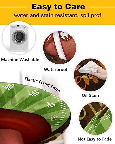Miniatura 3 de Mantel ajustable redondo de Acción de Gracias, impermeable, tela lavable, mantel elástico a prueba de aceite, para fiestas de picnic en interiores y