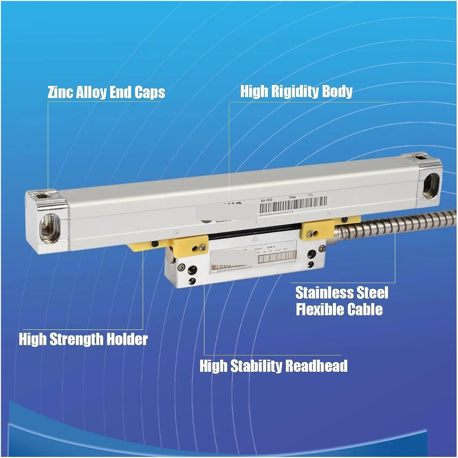Thin Optical Grating Ruler Slim DRO Linear Scale Line KA-500 1um 0.001mm TTL 70mm 120mm 270mm 320mm 370mm 420mm 470mm - Precise Measurement(Ka 500 420mm 1um 1)