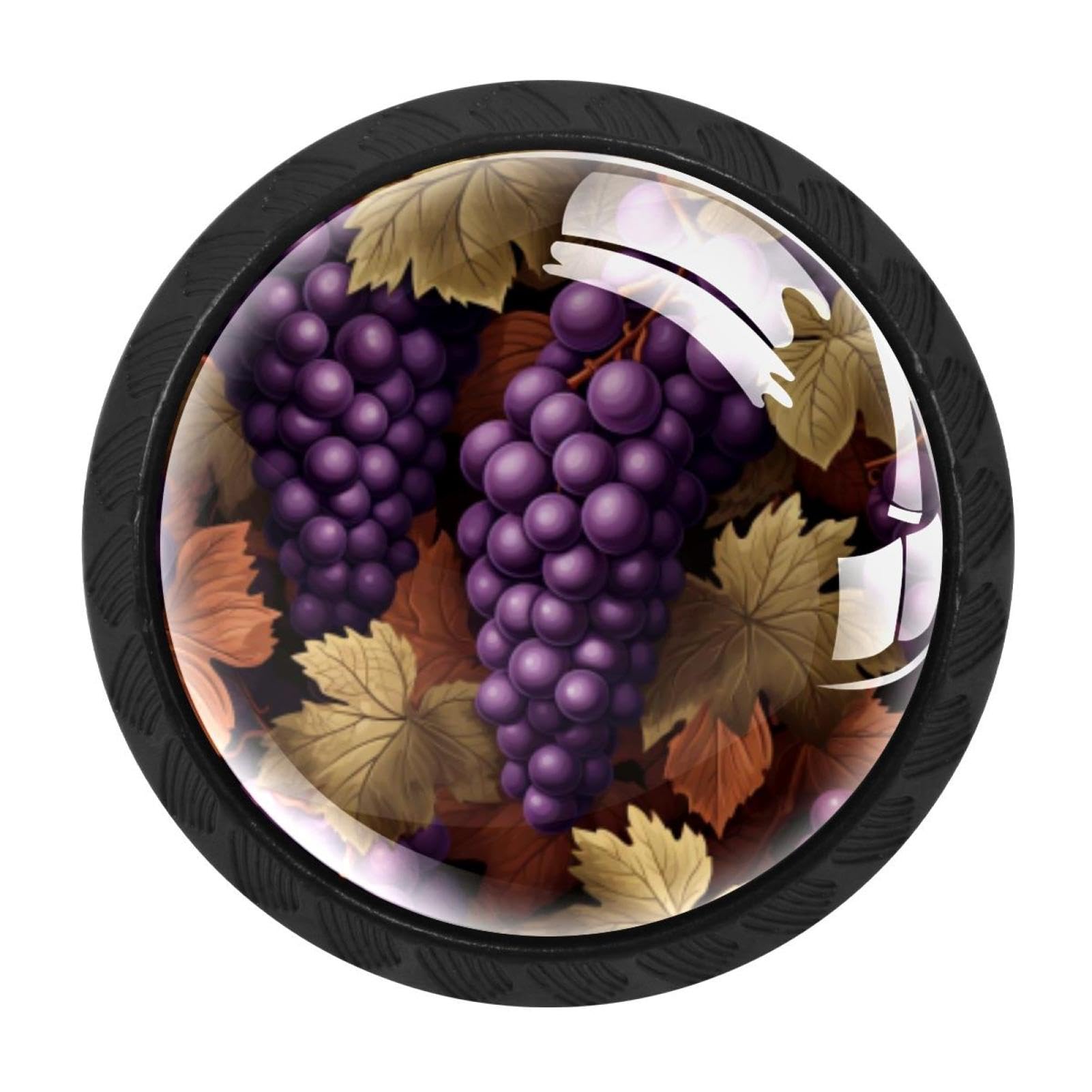 CHENZZZZ 4 Pieces Thanksgiving Grape Drawer Knobs, 35mm Black Cabinet Knobs, Drawer Pulls and Knobs, Dresser Drawer Knobs, Cabinet Hardware Kitchen Cabinet Knobs
