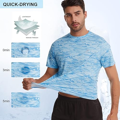 Miniatura 5 de MeetHoo Camiseta estándar para hombre, protección solar UPF 50+, secado rápido, manga corta, entrenamiento, pesca, correr, camisetas