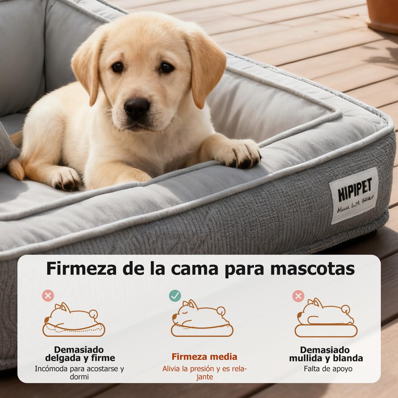 PETCUTE Camas Perro Ortopédica,Impermeable Cama para Perros,Colchoneta Perro con Funda Extraíble y Lavable, Almohada,Cama para Mascotas con Fondo Antideslizante,Bordes Elevados,Gris,XL