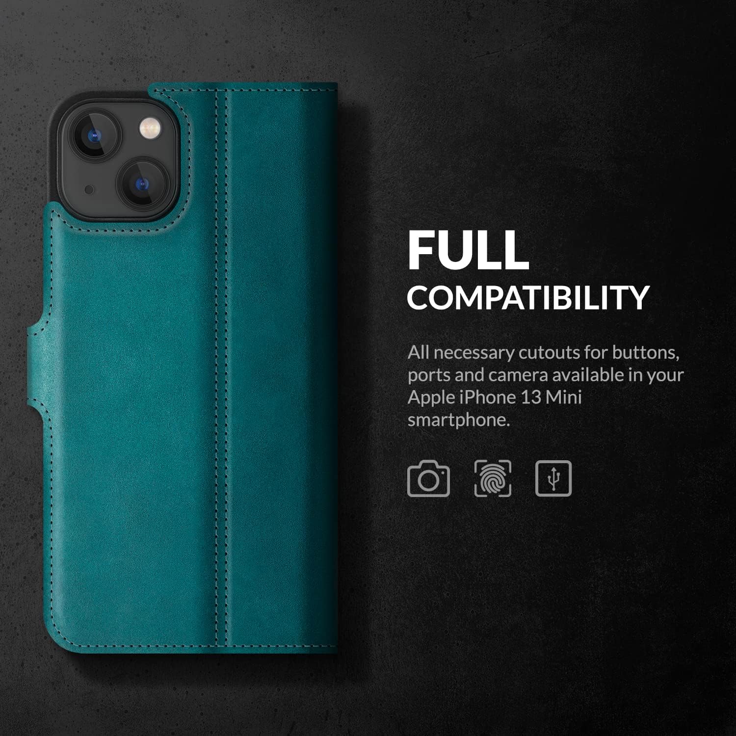SURAZO iPhone 13 Mini Case Wallet Leather Case - RFID 3 Card Slots & Cash Pocket - Secure Magnetic Closure Plus Stand Function - Flip Folio Cover - Only for iPhone 13 Mini Screen Protector