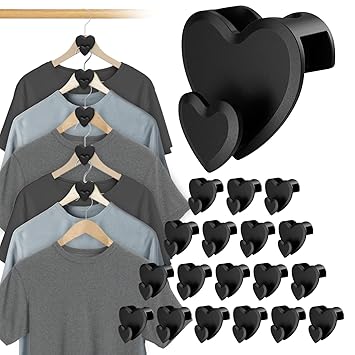 18 Pcs Clothes Hanger Connector Hooks,Heavy Duty Plastic Hangers Hooks,Clothes Hanger Connector Hooks,Wardrobe Organizers and Storage, College Dorm Room Essentials,Black