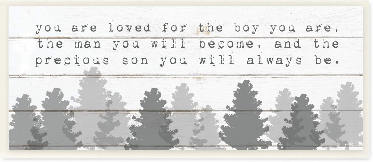 The Kids Room by Stupell You are Loved for The Precious Son You are Grey Forest Stretched Canvas Wall Art, 10x24, Multi-Color