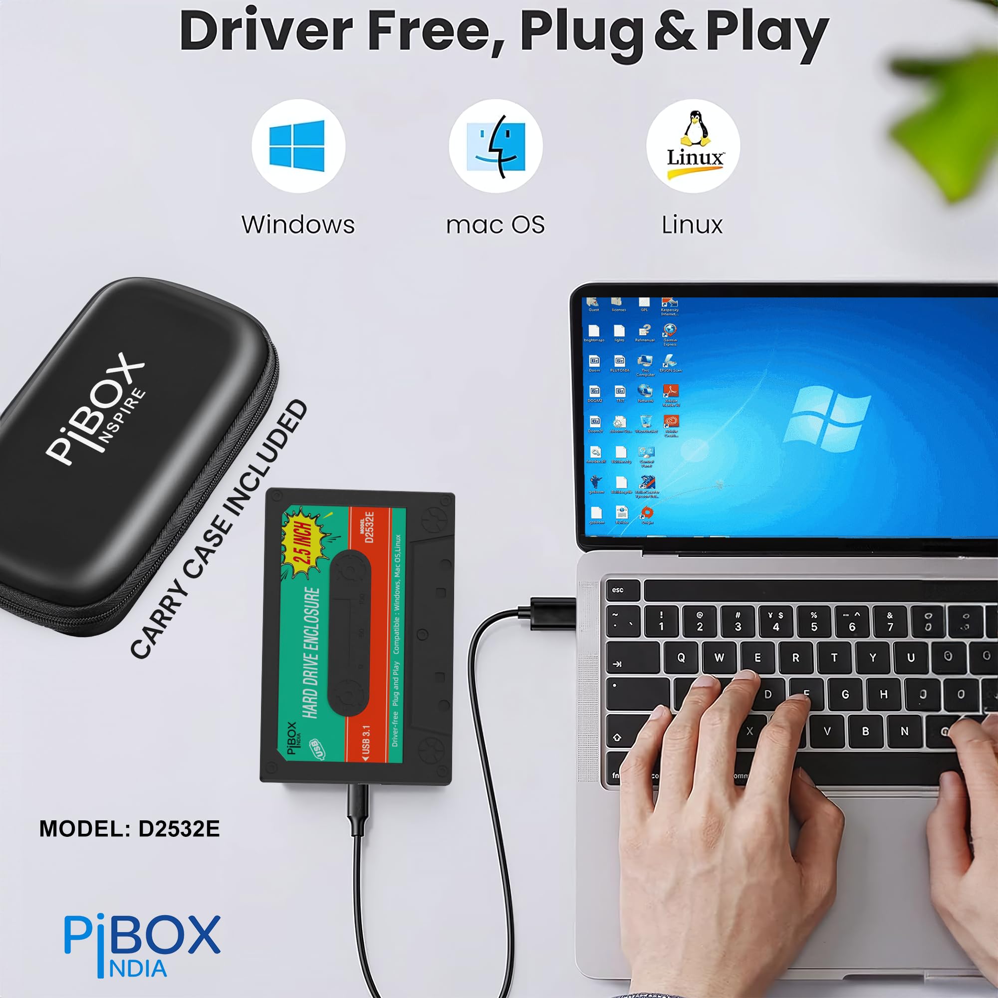 PiBOX 2.5" Hard Drive Enclosure - USB 3.1 UASP -2 PiBOX 2.5" Hard Drive Enclosure - USB 3.1 UASP -2