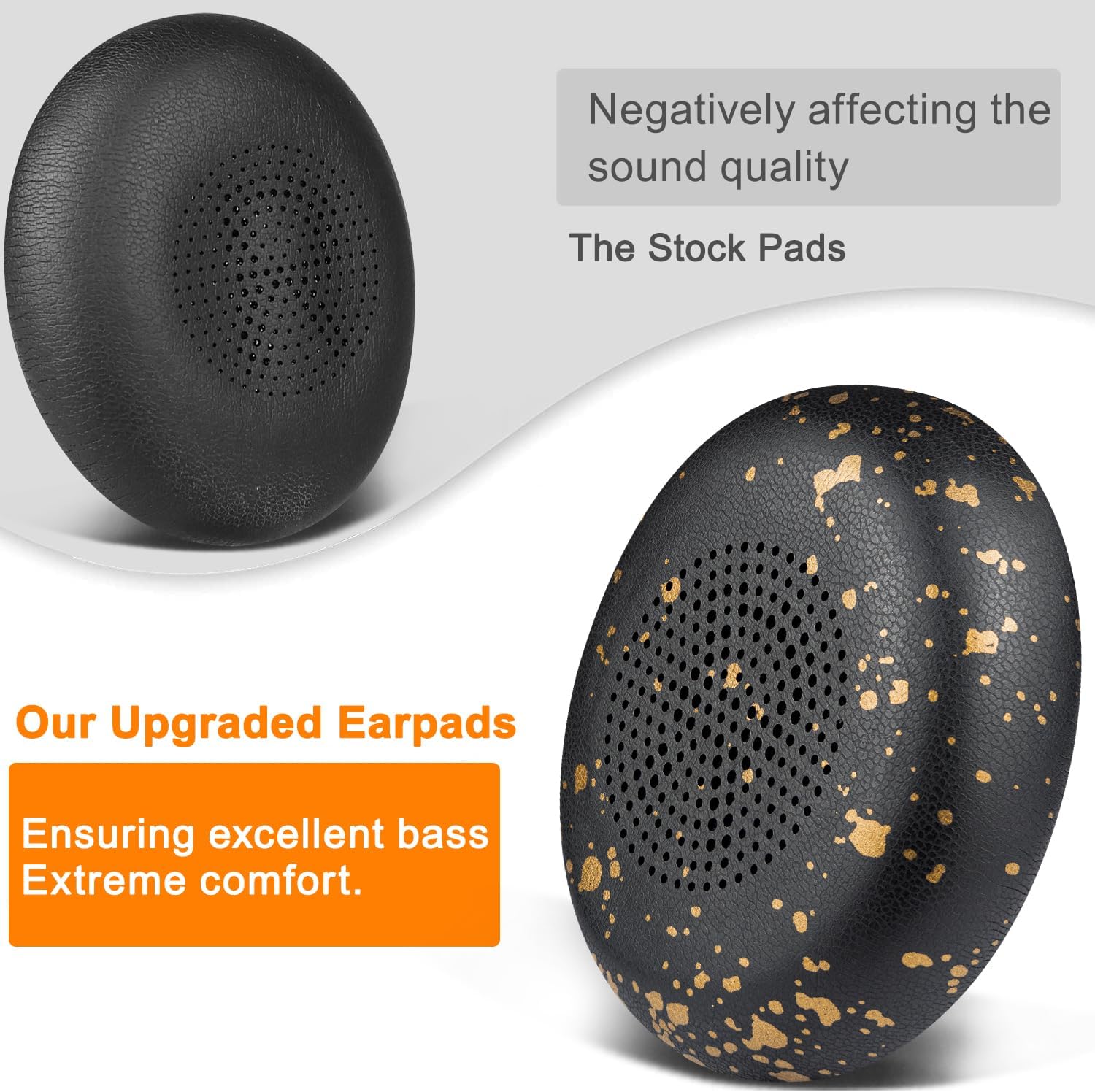 SOULWIT Earpads Replacement for Jabra Evolve2 65 (Evolve 2 65MS 65UC MS UC)/Evolve2 40 (40UC 40MS USB)/Elite 45h On-Ear Wireless Headset, Ear Pads Cushions with Softer Protein Leather - Black Gold - Image 4