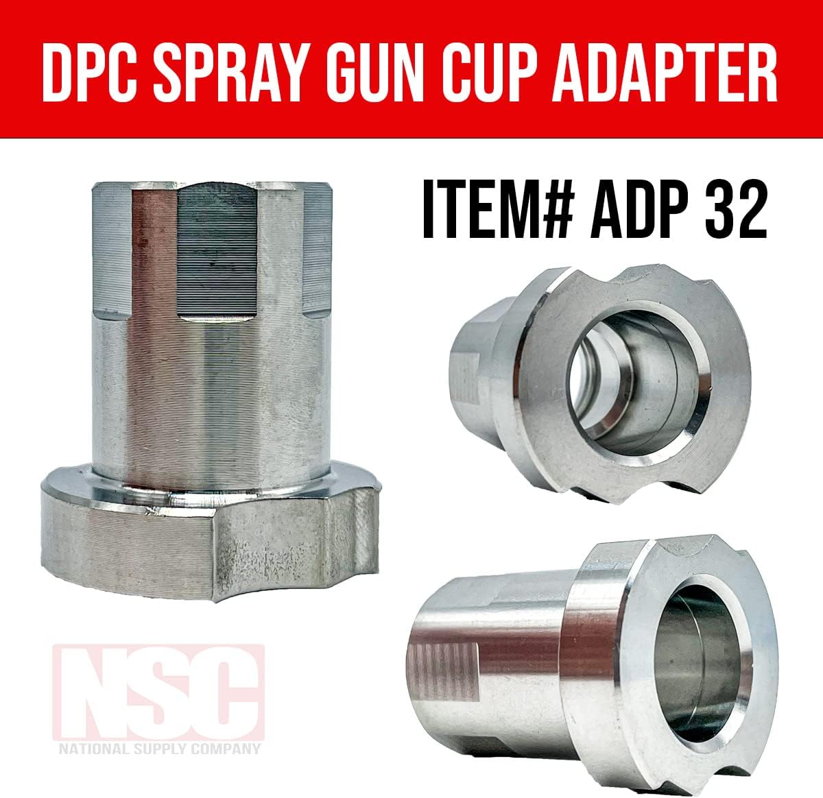 Spray Gun Paint System Stainless Steel Adapter (32) 16136 (Aftermarket) Compatible with 1.0 System Only and the Disposable Spray Gun Cup Liners and Lid System