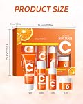 Face Ensemble de soins de la peau, 4 en 1 Vitamine C Taille de voyage Soins de toilette Produit avec nettoyant, toner, sérum, crème pour le visage, hydratant raffermissant anti-âge brillant, Saint Valentin de jour des femmes soins de peau cadeau pour les femmes fille