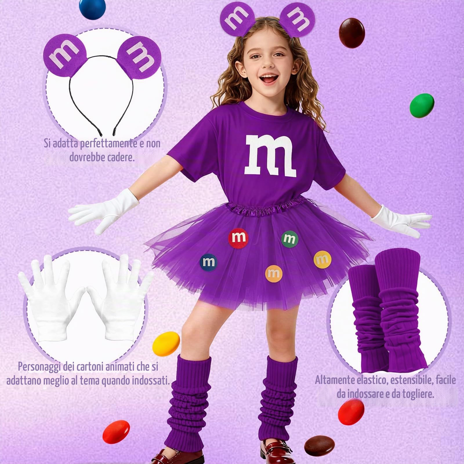 Costume M per ragazza, costume da Carnevale M con lettera M in feltro, tutù, gonne, orecchini per carnevale, Halloween, vestito da festa, lettera M