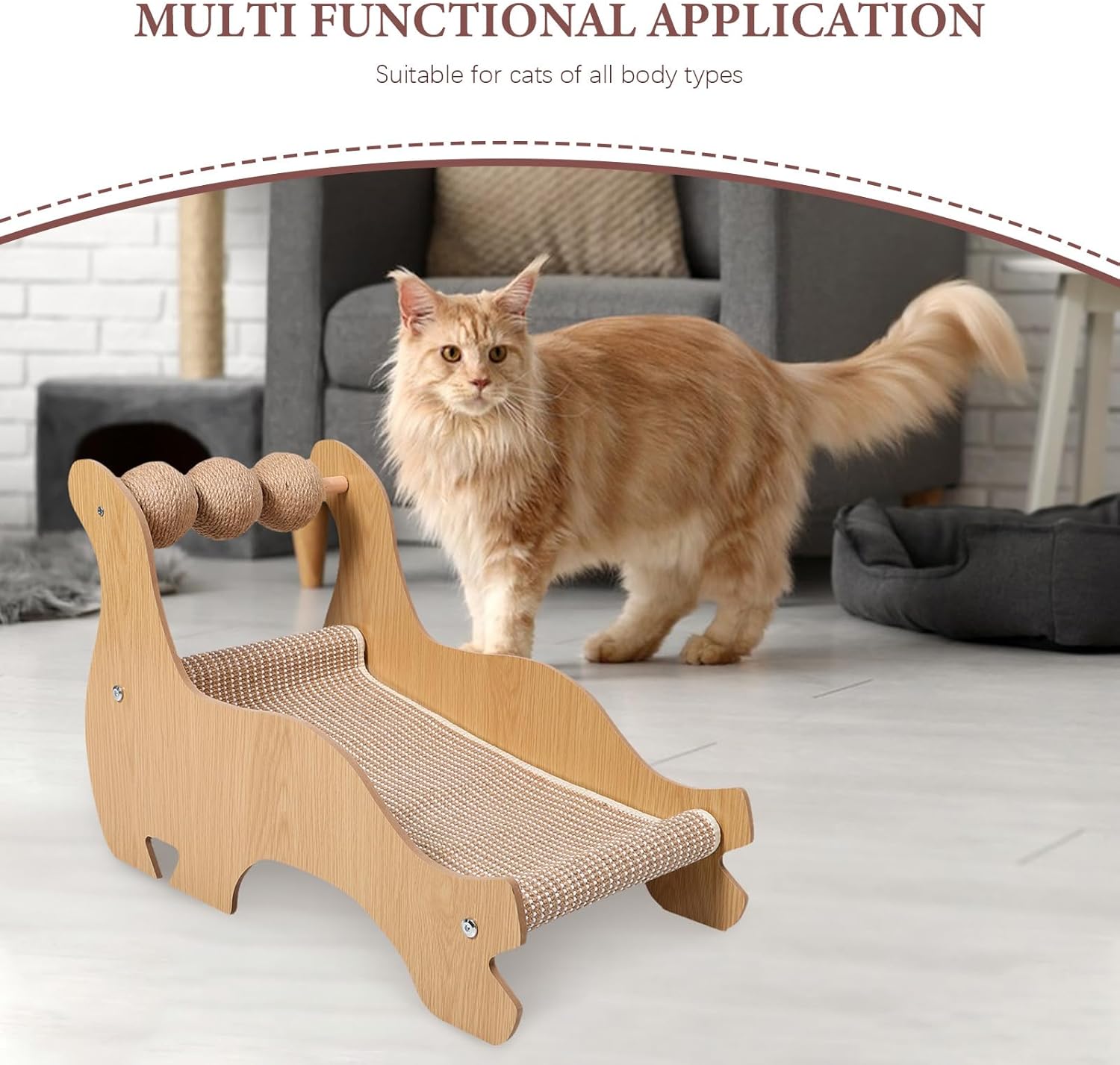 Cat Hammock Chair: Cat Scratching Pad Interactive Kitten Scratcher Climbing Lounge Bed with Balls for Indoor Kitten Pet