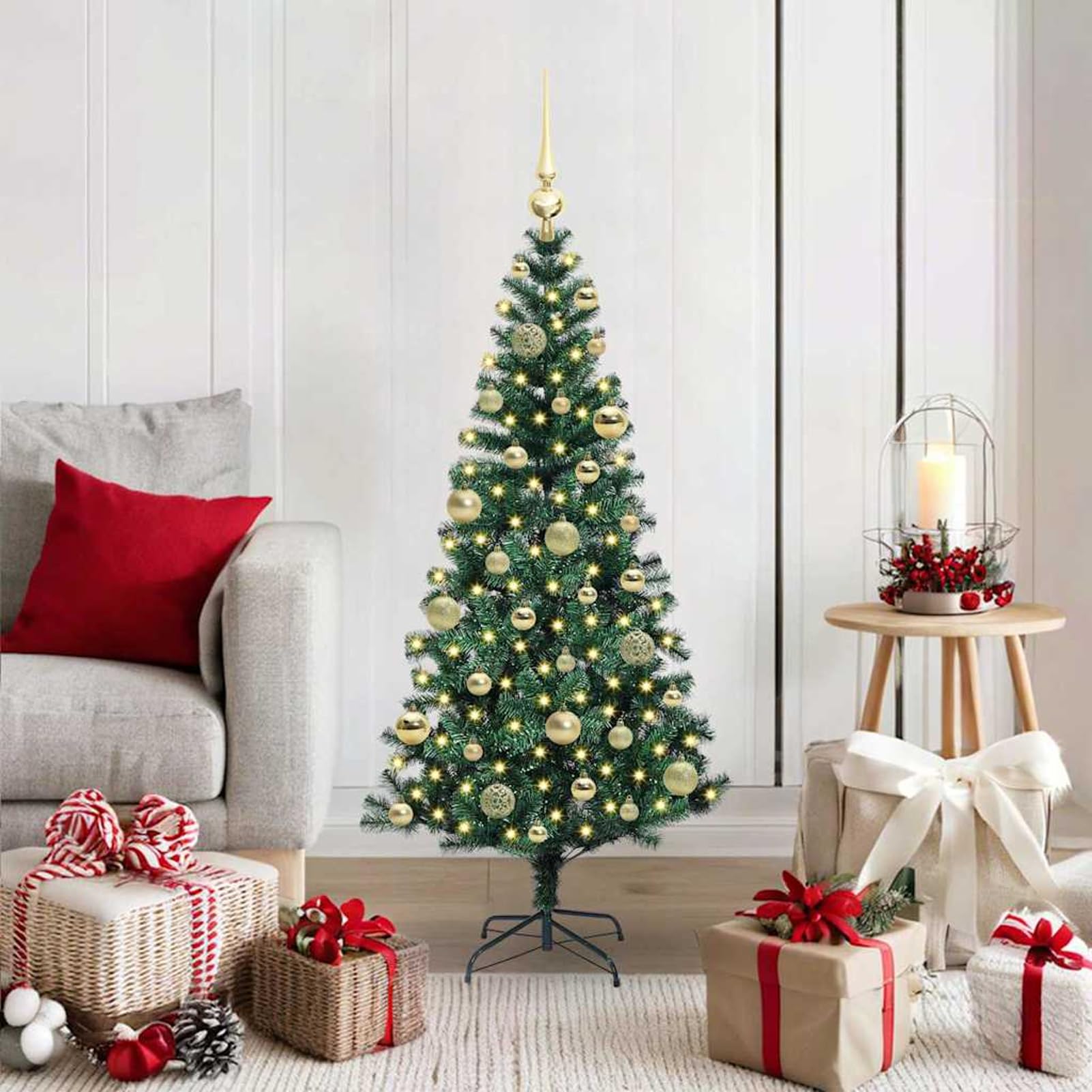Árbol de Navidad preiluminado con luces LED de 120cm de PVC para interior