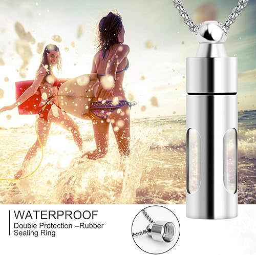 Miniatura 5 de abooxiu Contenedores de vidrio Urna Collares para cenizas Acero inoxidable Cremación Joyería Colgante Memorial Recuerdo - Personalizar disponible