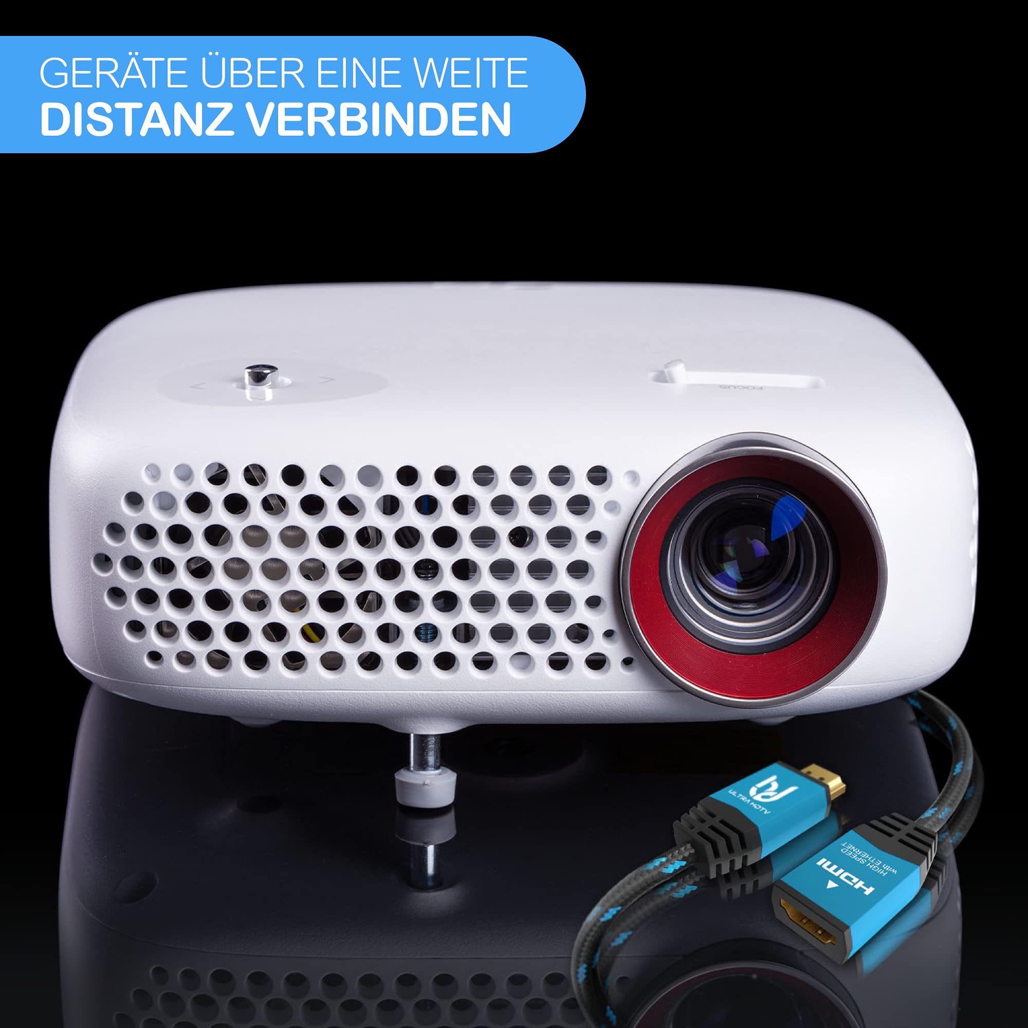 Przedłużacz Ultra HDTV 4K HDMI - 2m Przedłużacz kabla High Speed - 18 GBit/s - 4K@60Hz (bez szarpnięć) - rozdzielczość do 4096x2160 - ochrona przed zgięciem