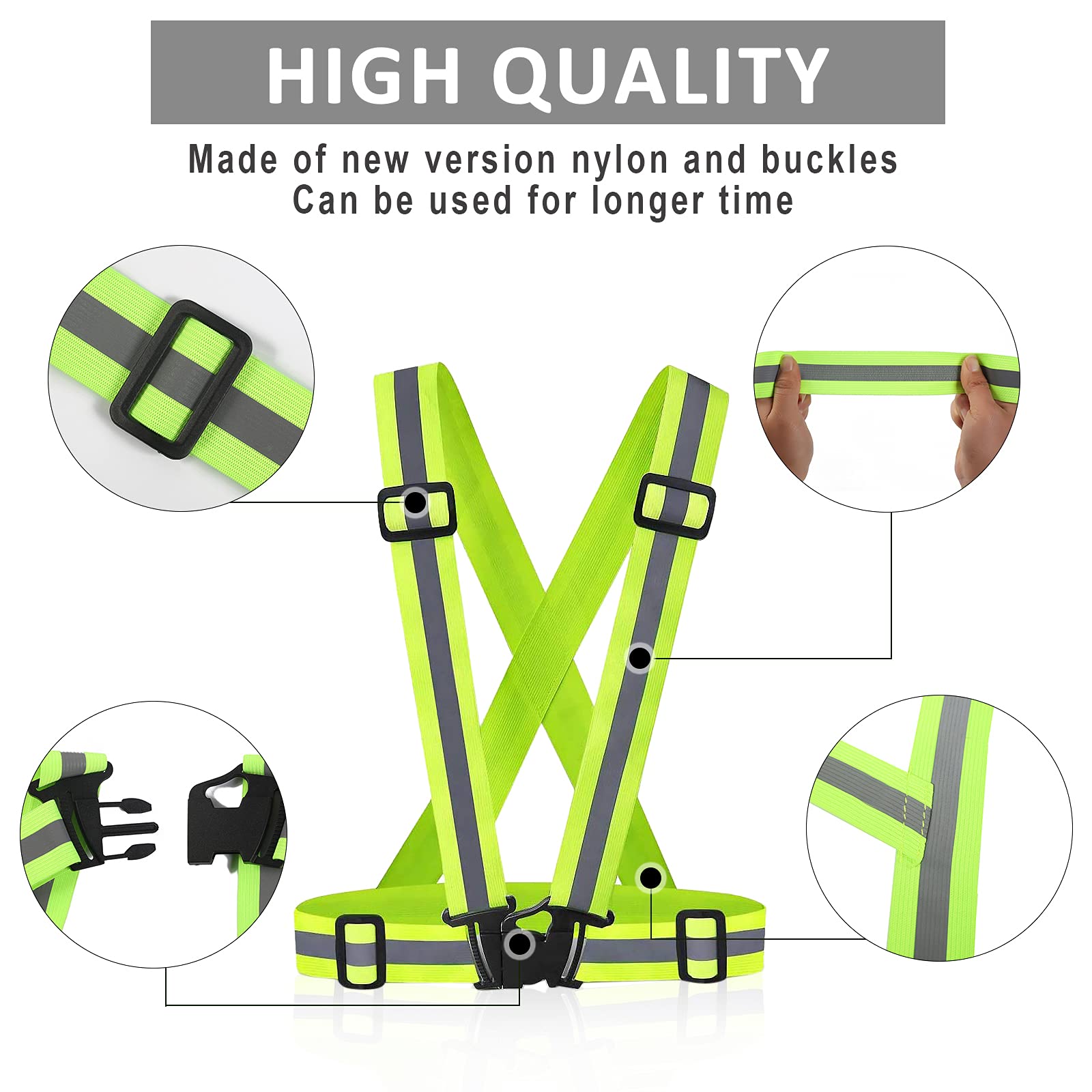 Gilet Riflettente Regalo per Runner, 10 Pezzi per Corsa Notturna Ciclismo Escursionismo con Cinture di Sicurezza Riflettore Ad Alta Visibilità (Verde), D - 10 Giubbotti Verdi, G