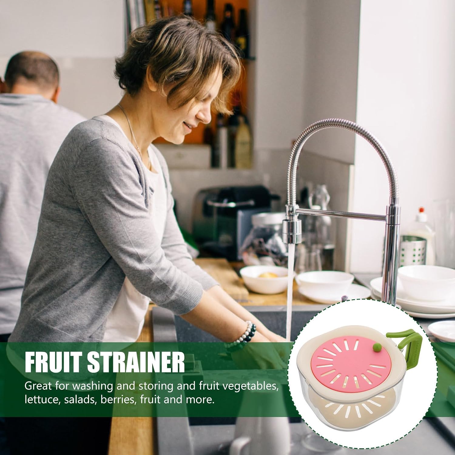 Fruit and Vegetable Washing Bowl Sturdy Pp and Pet Material with Strainer and Lid Comfortable Grip for Easy Draining and Storage for Clean Food Preparation Kitchen Basket