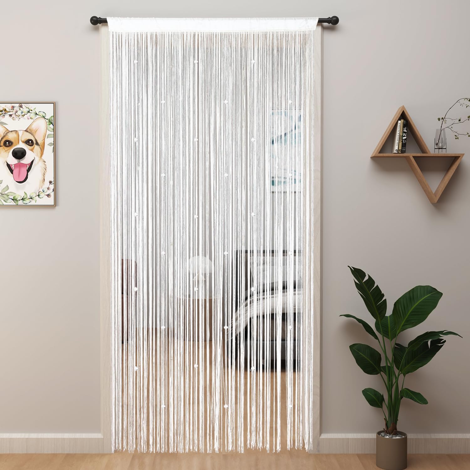 YIIBAII Beaded Curtain Beaded Curtains for Doorways Crystals Suitable for Interior Hanging Decoration and Partitions Closet Curtains (39"x79", White) White 39"W x 79"L (Pack of 1)