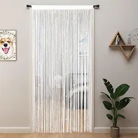 YIIBAII Cortinas com contas para portas com cristais adequadas para decoração de interiores e divisórias (99 x 200 cm, brancas)