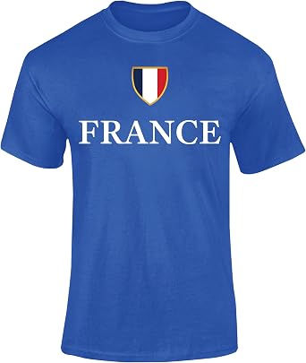France Flag and Name T Shirt Kids & Adult Football T-shirt - Unisex National Flag Shield Design