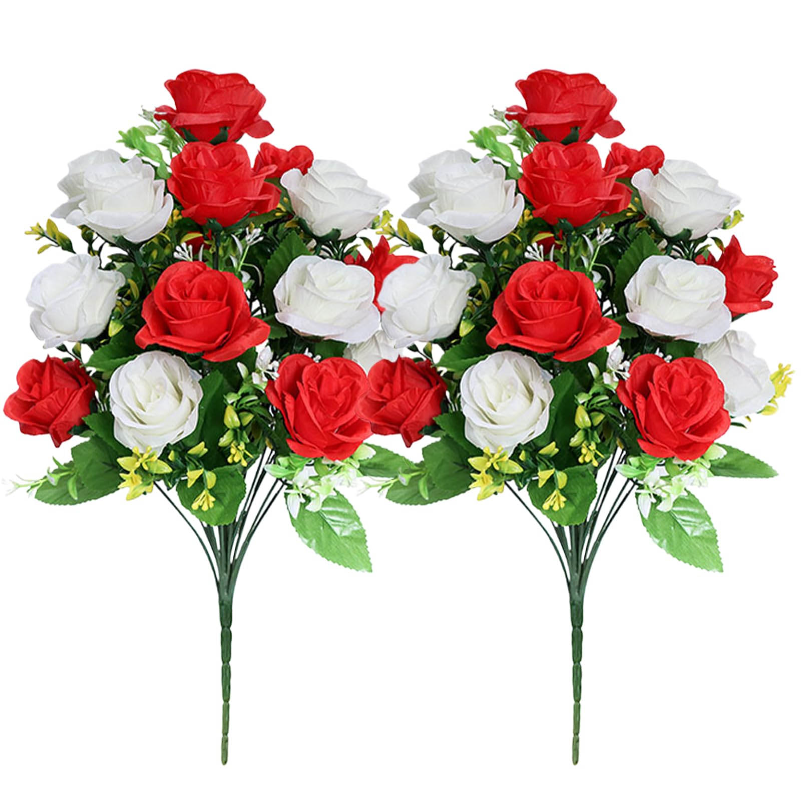 18 Roses artificielles pour cimetière réalistes | Bouquet funéraire résistant