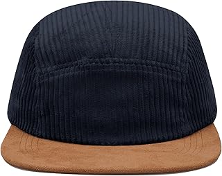 Croogo Corduroy 5 Panel Baseball Cap Flat Brim Two Toned Hats Street Style | Flat Bill,Unstructured Low-Profile,Wide Brim,Soft&Skin-friendly,Adjustable,Classic Casual,Retro Fashion