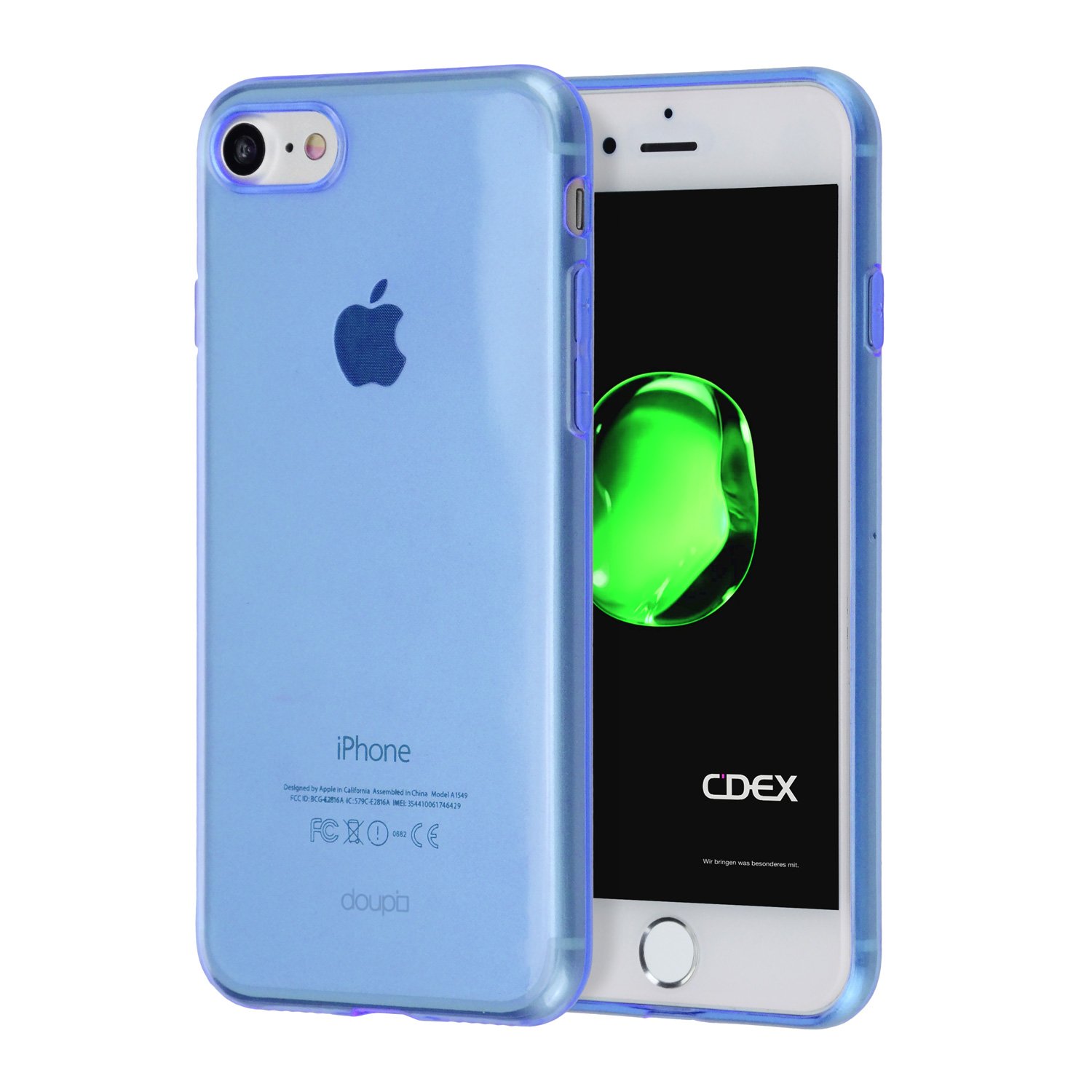 doupi PerfectFit AllClear TPU UltraSlim Case for iPhone SE (2020) / iPhone 8/7 (4.7 inch) Silicone Skin Protective Cover, Clear Blue