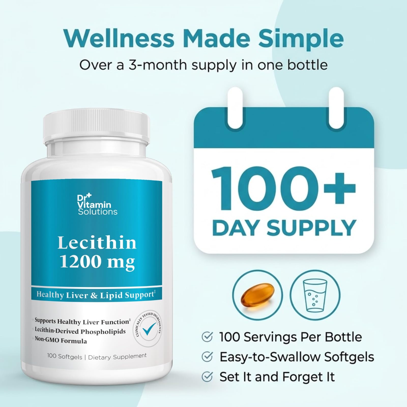 Soy Lecithin 1200 mg Phosphatidylcholine Supplement, Non-GMO, Brain Health — Amazon image 6
