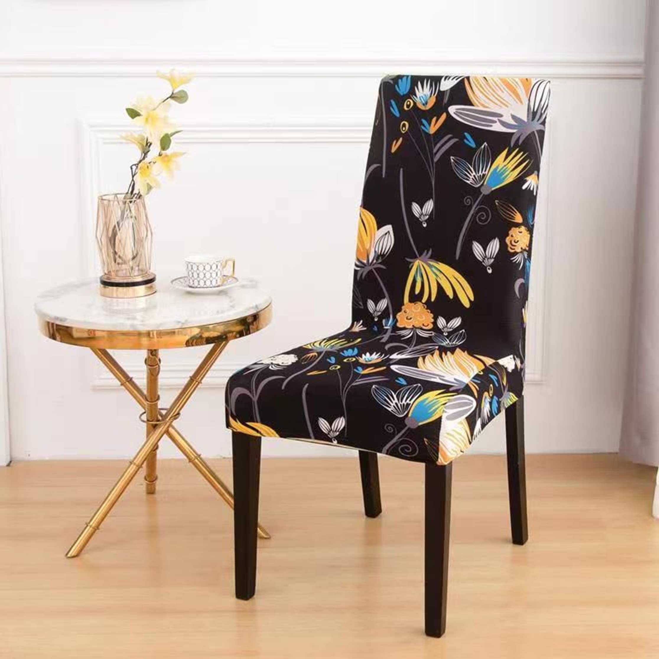 Maroon Flower Dining Chair Covers - 4 Pack -24
