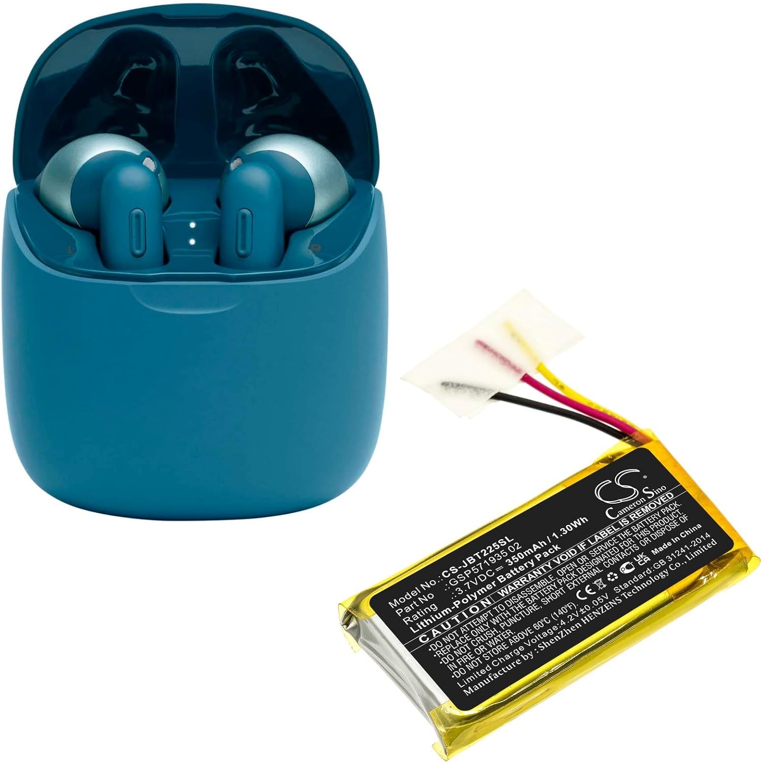 Replacement Battery for JBL Tune 225 TWS Charging Case, P/N: GSP571935 02 350mAh/3.7V - Image 3