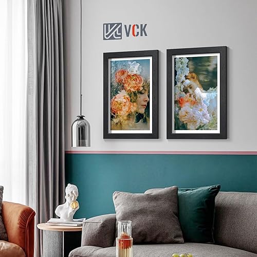 Miniatura 7 de VCK Juego de 6 portarretratos negros de 11 x 17 pulgadas, marco de madera con borde ancho, fotos familiares, impresiones de oficina, obras de arte