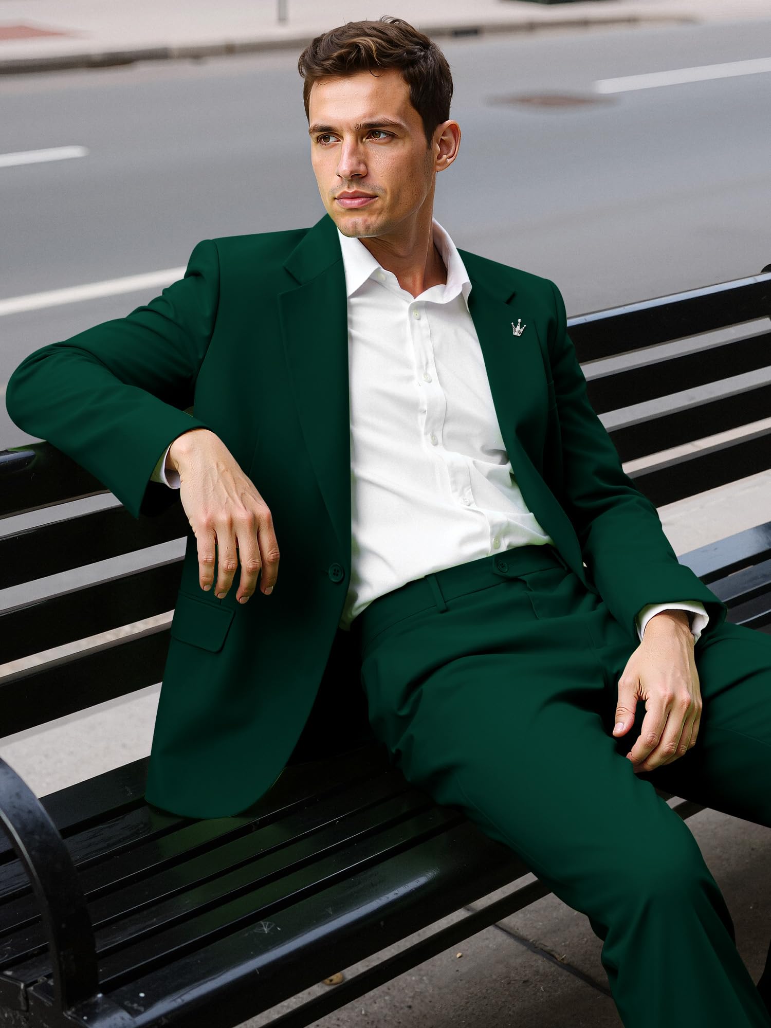 Abito da Uomo Slim Fit 2 Pezzi Un Bottone Abito da Sposa e Business Giacca e Pantaloni