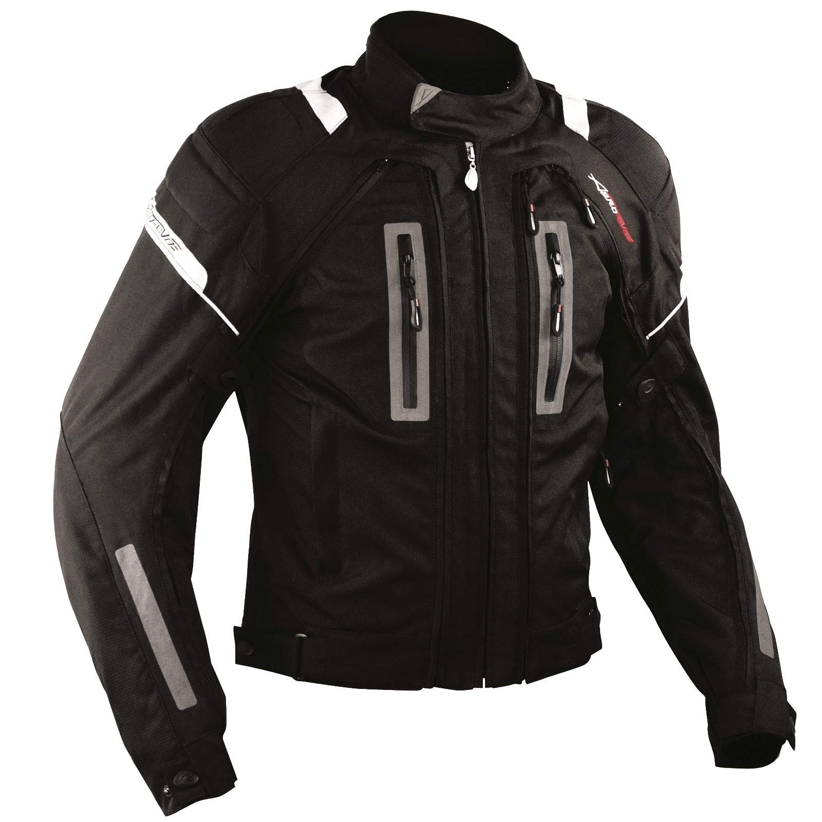 A-Pro Giacca Moto Tessuto Mesh Protezioni CE Impermeabile 4 Stagioni Nero/Grigio XXL