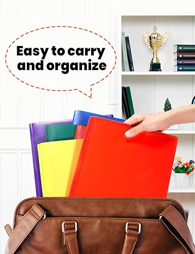 Miniatura 7 de SUNEE Paquete de 24 carpetas de plástico rojo con bolsillos y puntas, tamaño carta, 9 x 11.5 pulgadas