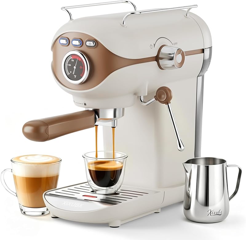 Espresso Machine, Compact Espresso Maker with Milk Frother | 20-Bar Pump, PID Control, Low Vibration Coffee Maker, for Small Kitchen, Home, Brews Latte, Cappuccino