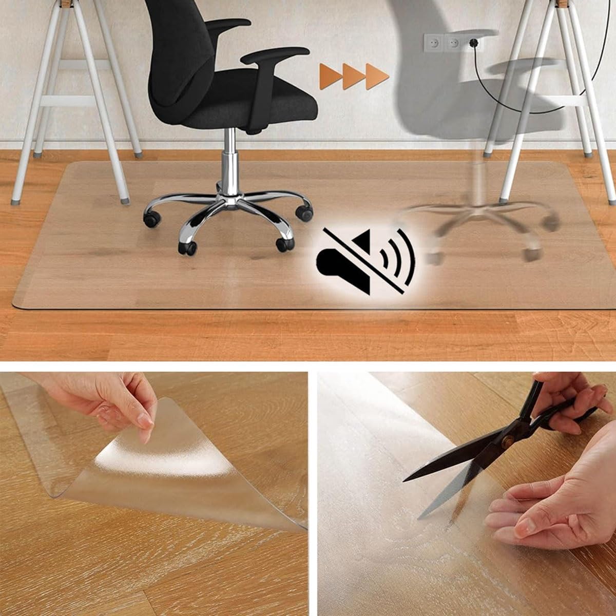 90x120cm/114x135cm/150x120cm Teppichschutz-Stuhlmatte, Bürostuhlmatte für Hartholzböden, Transparente Matten, 1.5mm Dicke Schreibtischunterlage ​(Größe:130x160cm)