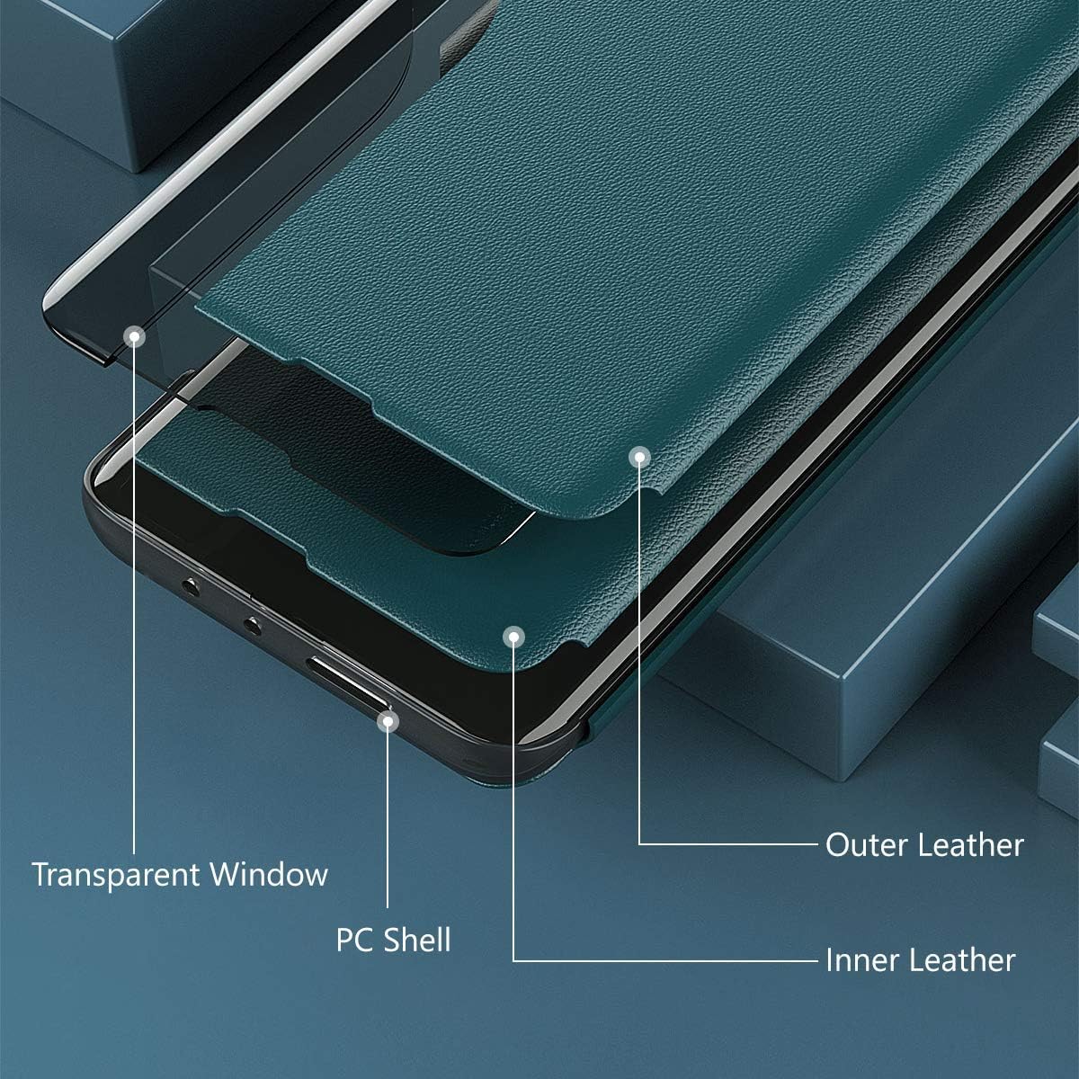 Coque Honor 400 - Étui Flip Clear View Miroir, Protection Complète, Fonction Support Réglable, Cuir PU Et PC Dur