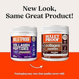 Bulletproof Chocolate Collagen Protein Powder with MCT Oil, 19g Protein, 17.6 Oz, Collagen Peptides and Amino Acids for Healthy Skin, Bones and Joints, Packaging May Vary