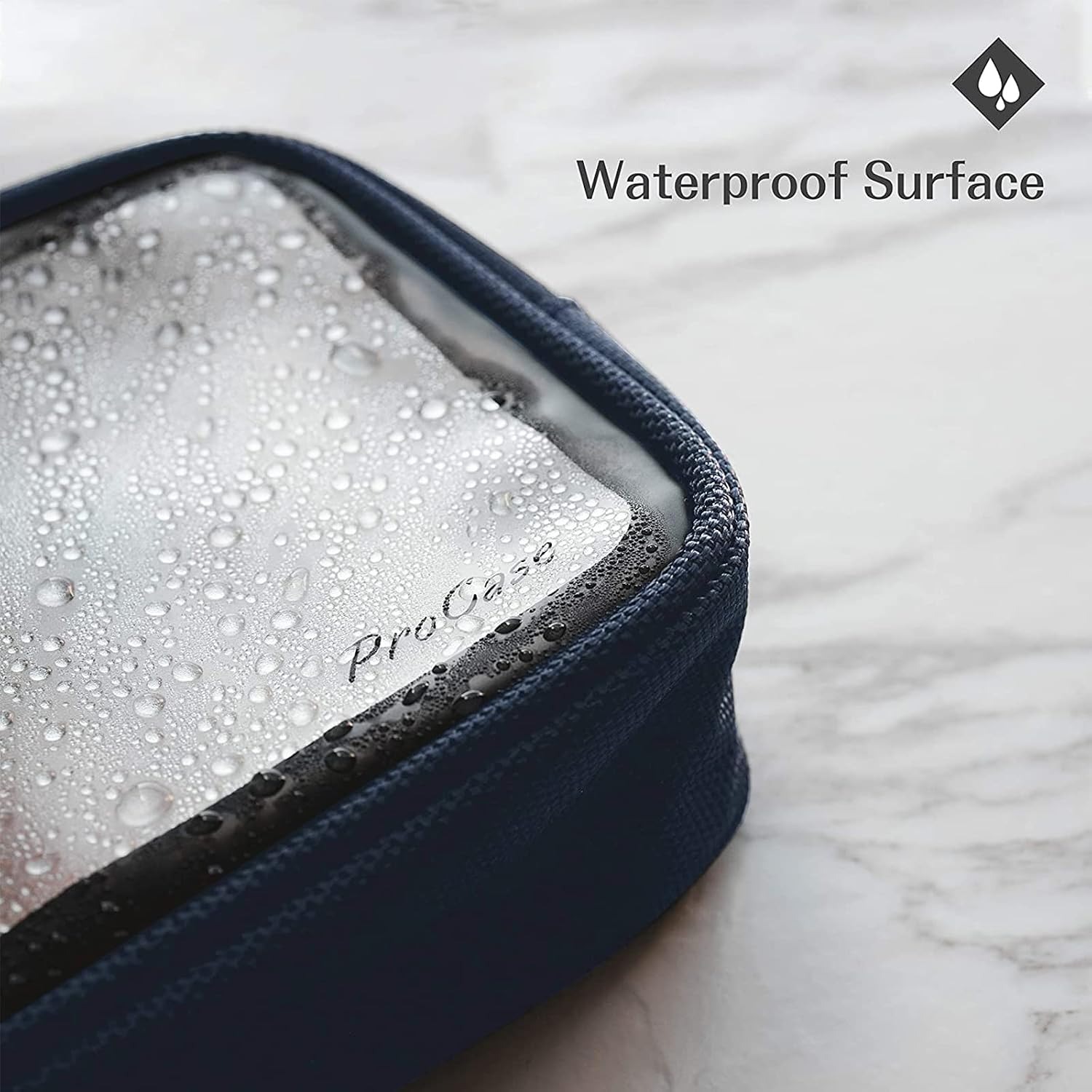 ProCase [2 Pack] TSA Approved Travel Toiletry Bag Pouch, Matte Clear Quart Size Bag Carry-On Airport Airline Compliant Bag Travel Makeup Cosmetic Bag for Toiletries Liquids Creams Cosmetics -Navy/Red
