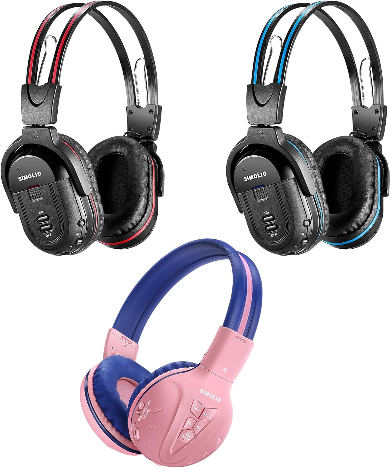SIMOLIO Wireless IR Headphones for Car DVD and Bluetooth Headphones for Kids, Infrared Headphones Compatible with Honda Odyssey & uConnect VES & Dodge Grand Caravan & Chevy Suburban 2006-2022
