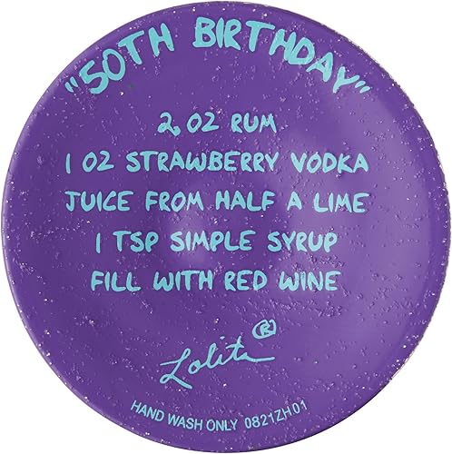 Miniatura 7 de Enesco Designs by Lolita Happy 50th Birthday - Copa de vino artesanal pintada a mano, 15 onzas, multicolor