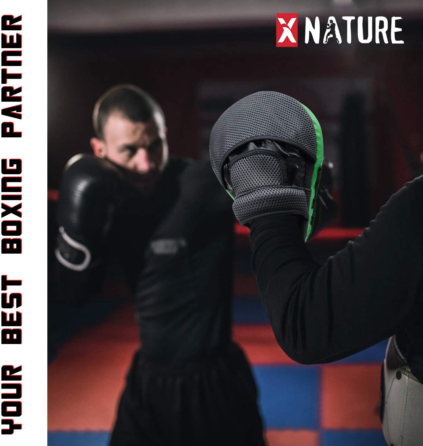 Xnature Curved Boxing MMA Punching Mitts Boxing Pads Hook & Jab Pads MMA Target Focus Punching Mitts Thai Strike Kick Shield a Pair