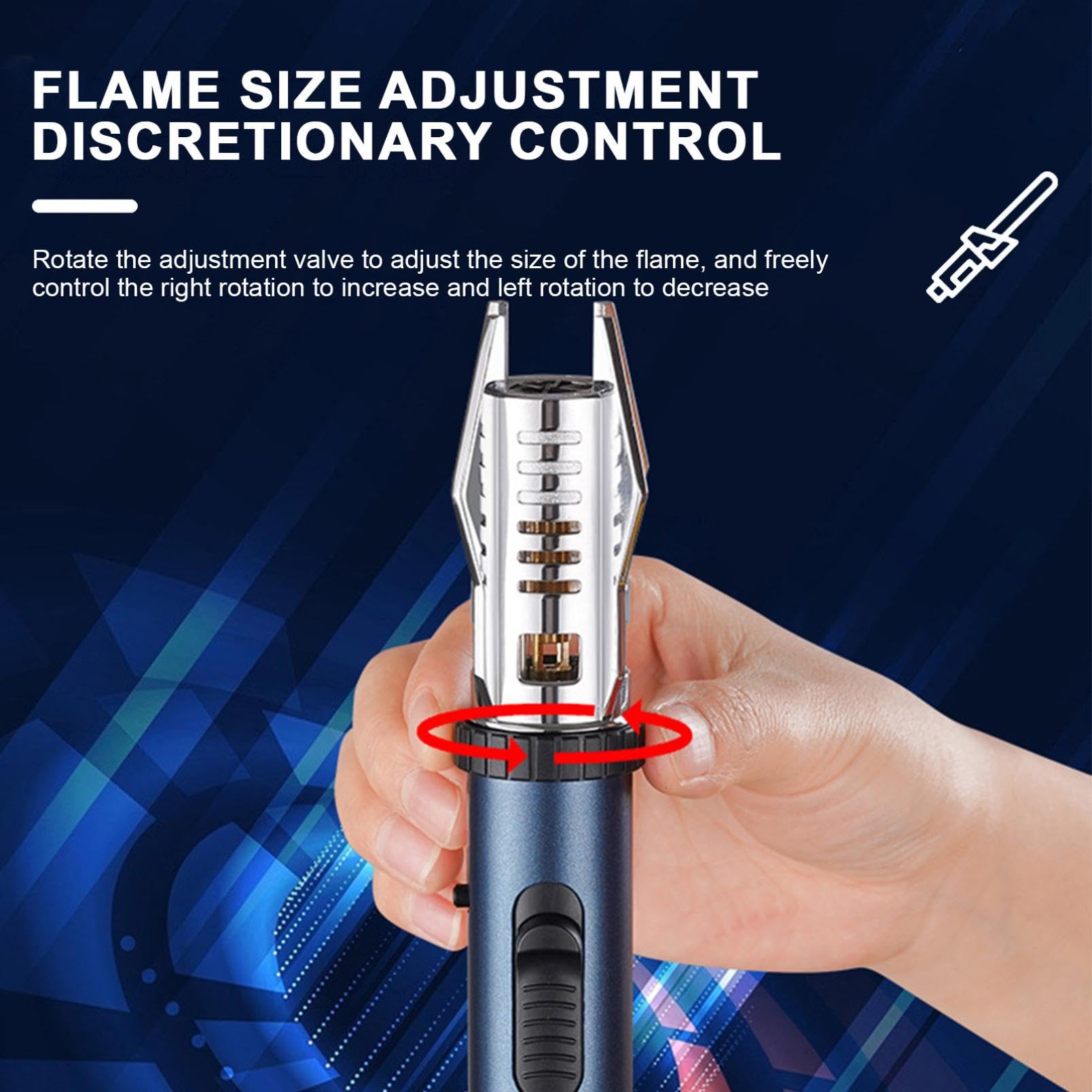 Delamiya Jetflame Aansteker, stormaansteker, jetflame aansteker, 20 cm, navulbaar, winddicht, lange staafaansteker, gas, navulbaar voor kaarsen, keuken, grill, camping (zonder gas