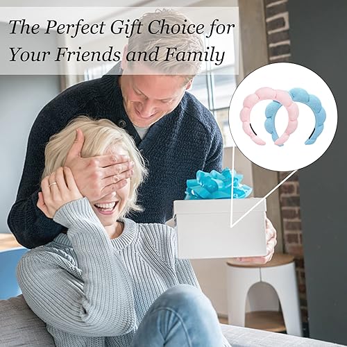 Miniatura 5 de Diadema de esponja de spa para lavar la cara paquete de 2 diademas de maquillaje para mujeres y niñas para lavar spa yoga deportes ducha toalla de