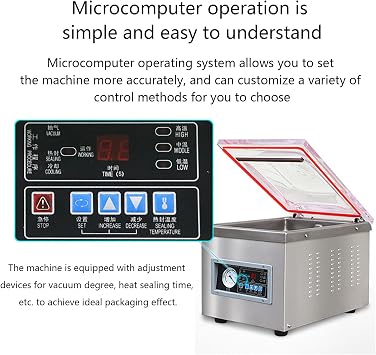 Chamber Vacuum Sealer Machine, Microcomputer Controlled, Household and Commercial Vacuum Sealing Machines with Stainless Steel Structure,A