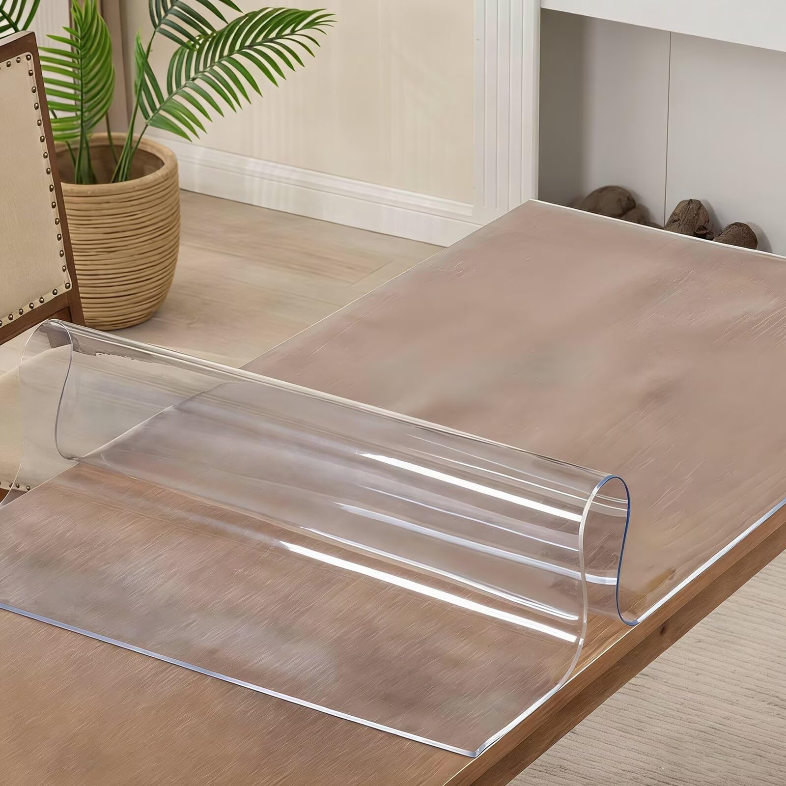 Protection de table en PVC transparent, 55,9 x 147,3 cm, imperméable, antidérapant pour table basse, table de nuit, commode, résine thermique, tapis en plastique