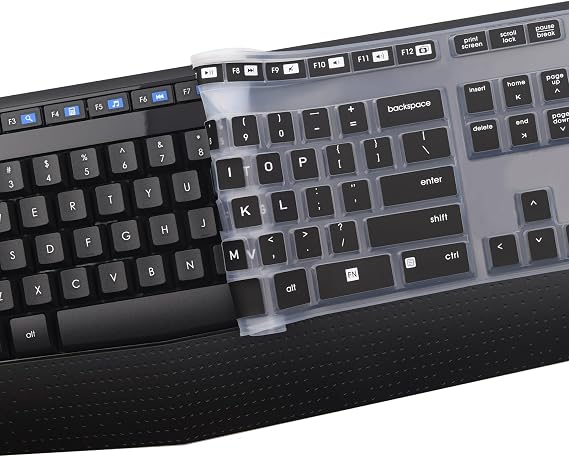 Keyboard Cover for Logitech MK345 Wireless Combo Full-Sized Keyboard, Logitech MK345 K345 Wireless Keyboard Cover, Ultra Thin Logitech MK345 Accessories Silicone Keyboard Protector Skin -Black