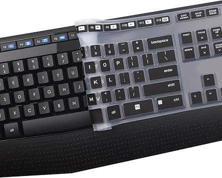 Keyboard Cover for Logitech MK345 Wireless Combo Full-Sized Keyboard, Logitech MK345 K345 Wireless Keyboard Cover, Ultra Thin Logitech MK345 Accessories Silicone Keyboard Protector Skin -Black