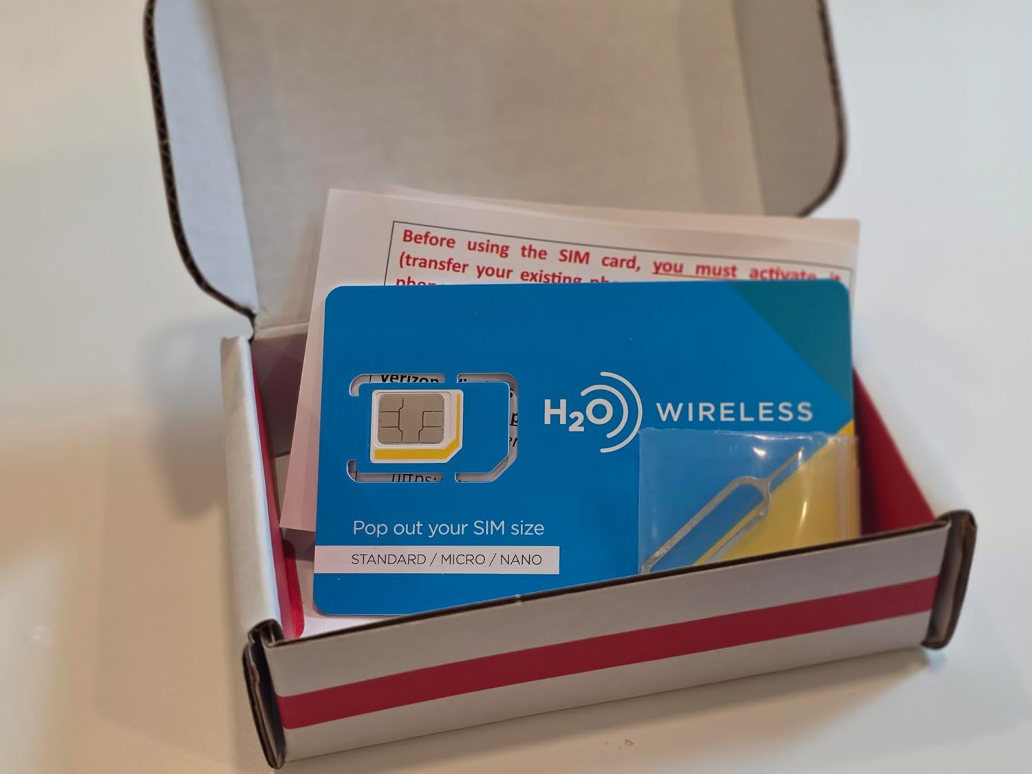 H2O H20 Wireless SIM Card kit only - Without Plan - with SIM Ejection Tool (NOT Compatible with iPhone 14/15/16 or Other eSIM-only Phones) by Terra Wireless. Phone Must BE AT&T Network Compatible.