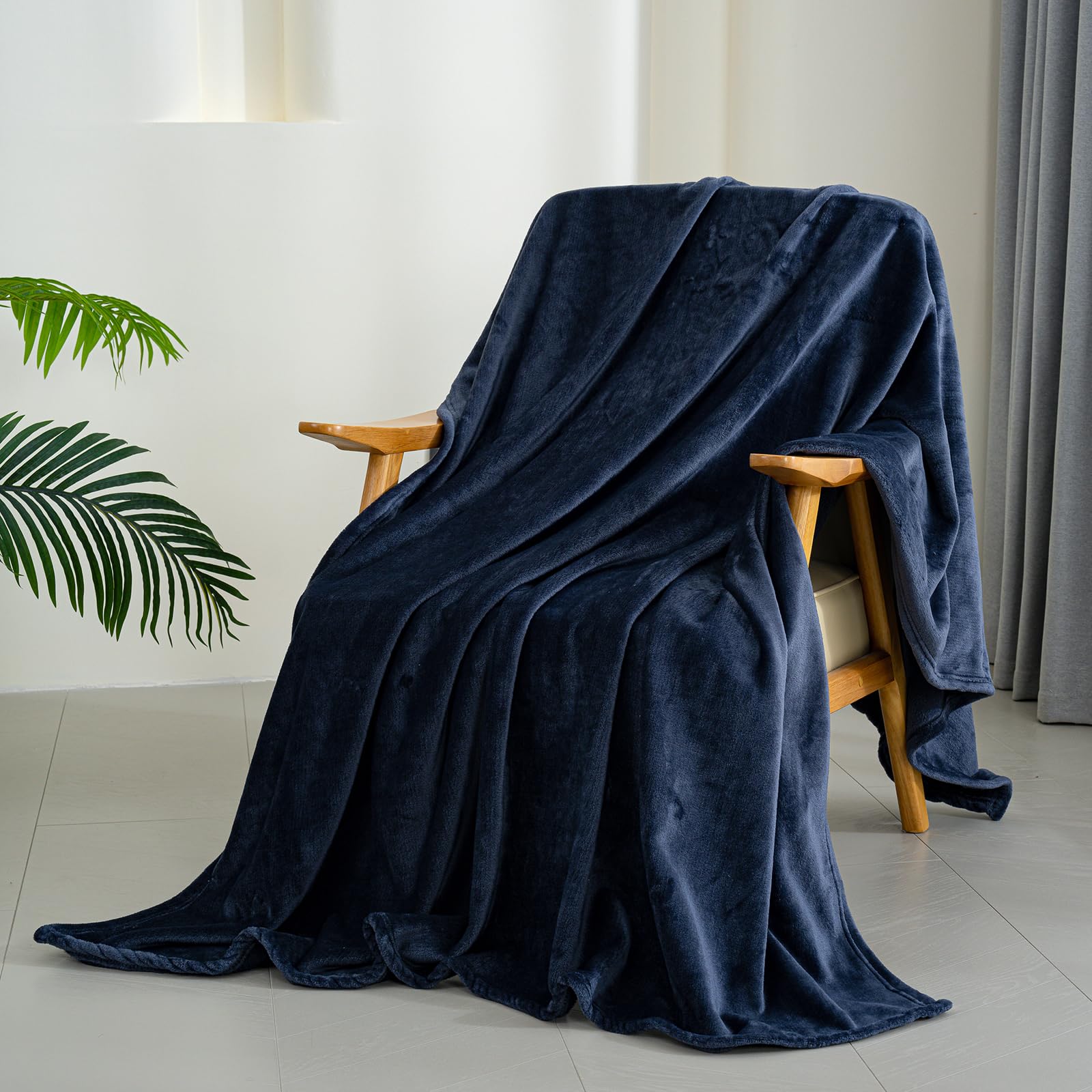 The Wool Blanket is Suitable for Sofa or Bed Throw Size, Soft and Fluffy, Luxurious Flannel Blanket, in All Four Seasons. (Dark Blue, Throw (50